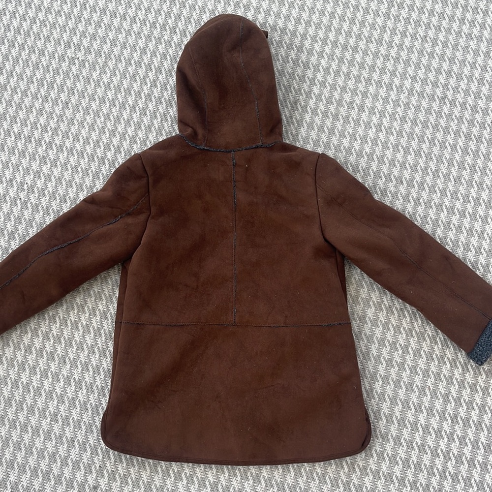 Zara Brown Sherpa Coat Jacket Size 7/8 Girls - Picture 7 of 8